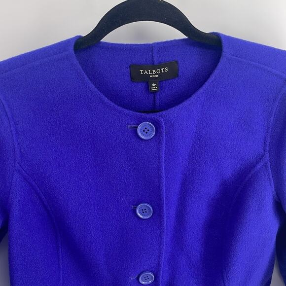 NWT Talbots brushed wool unlined button up blazer top sz 6P - Picture 2 of 6